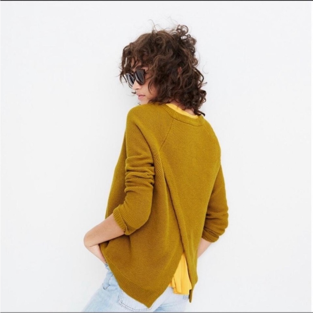 Madewell Province Cross-Back Pullover Sweater Marigold Yellow Women's Size Med